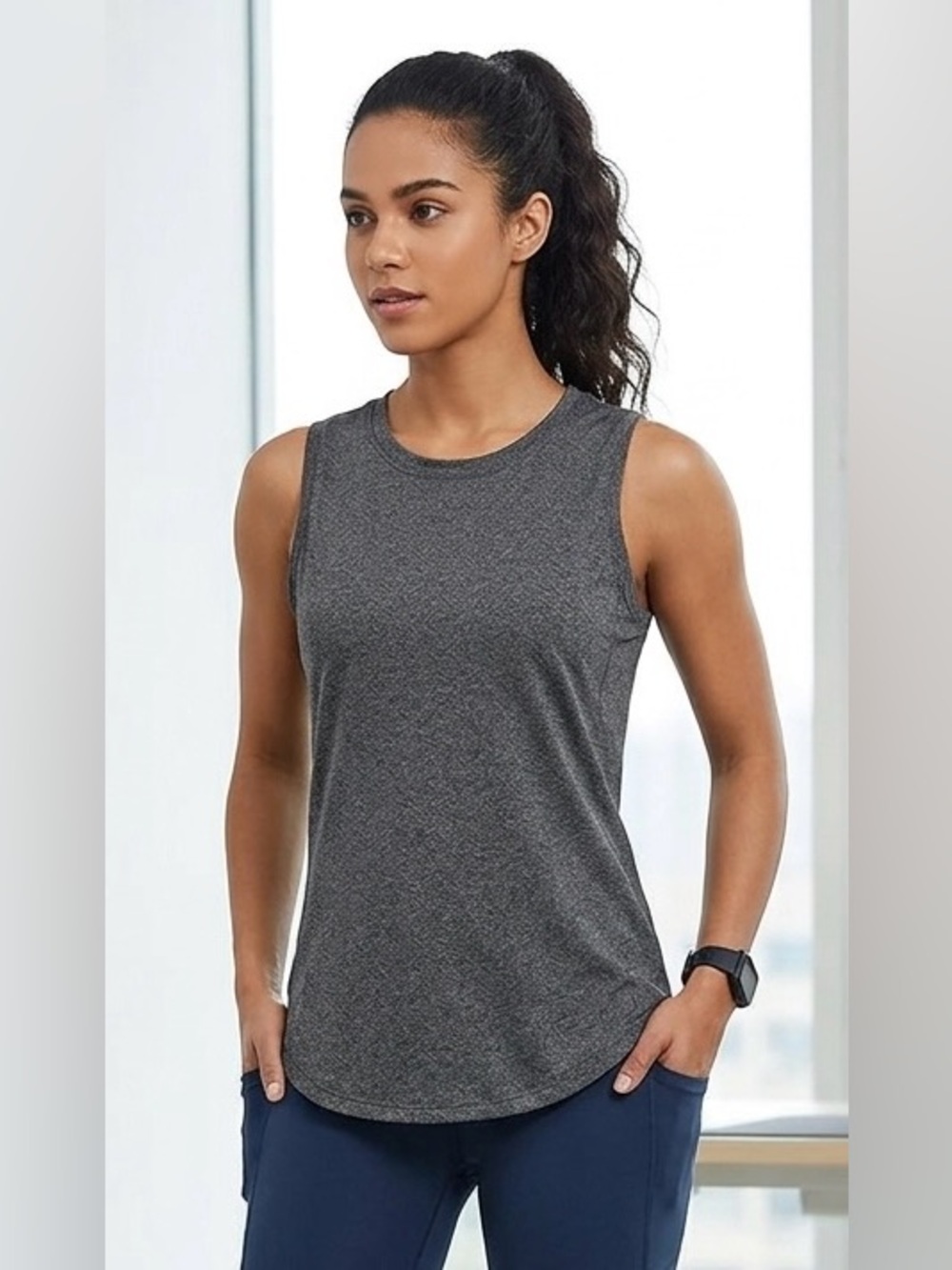Baled Sports Heather Grey Performance Sleeveless Athletic Tank Top Size Small